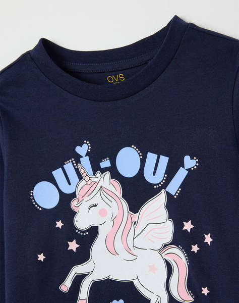 OVS TSH LS PRINT4-5COL STRASS