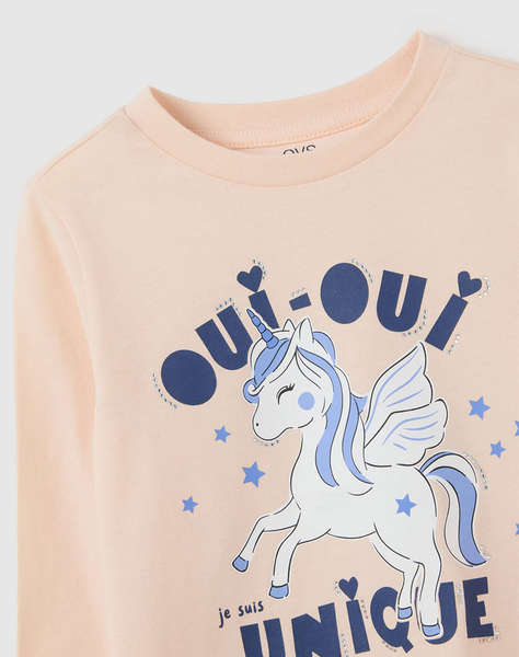 OVS TSH LS PRINT4-5COL STRASS