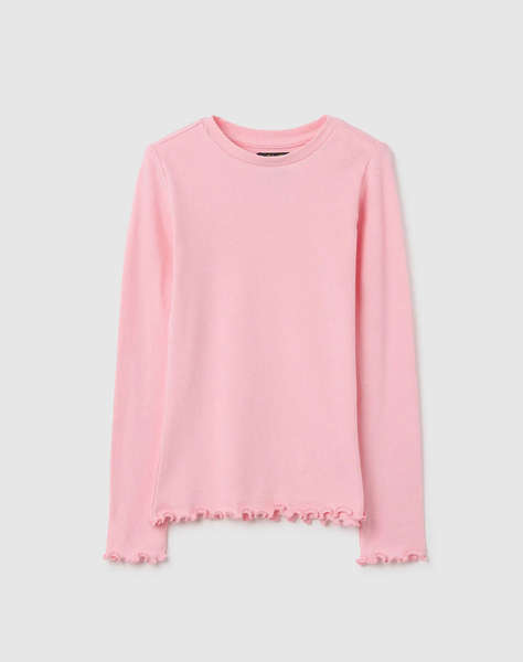 OVS TSH LS RIB SOLID
