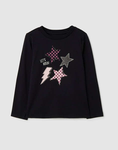 OVS TSH LS PRINT4-5COL STRASS