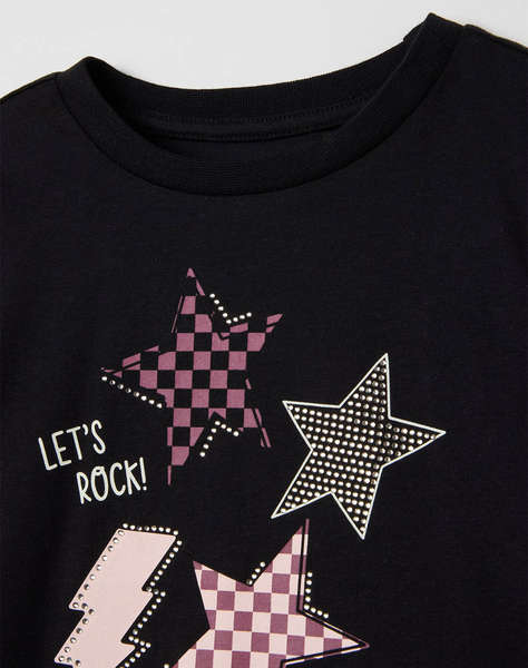 OVS TSH LS PRINT4-5COL STRASS