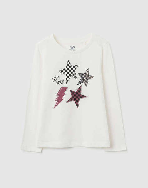 OVS TSH LS PRINT4-5COL STRASS