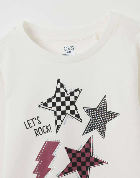 OVS TSH LS PRINT4-5COL STRASS