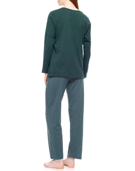 PINK LABEL PYJAMA GREEN FOREST STRIPES