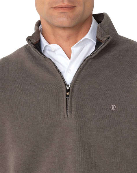 THE BOSTONIANS BLUZA FLEECE DIN BUMBAC HALF ZIP REGULAR FIT