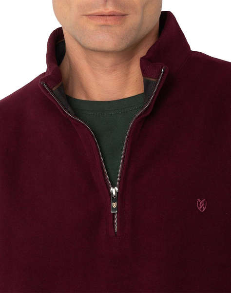 THE BOSTONIANS BLUZA FLEECE DIN BUMBAC HALF ZIP REGULAR FIT