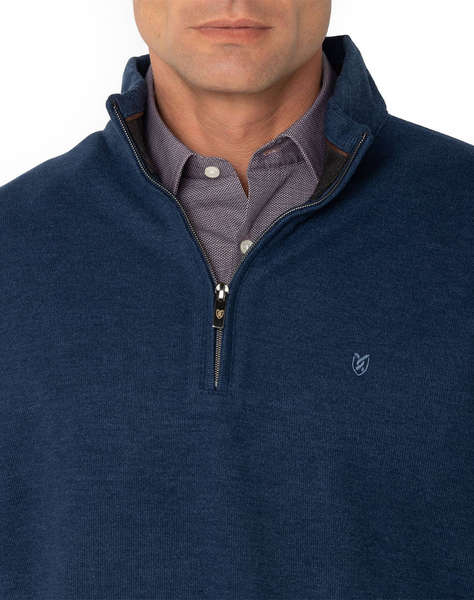THE BOSTONIANS BLUZA FLEECE DIN BUMBAC HALF ZIP REGULAR FIT