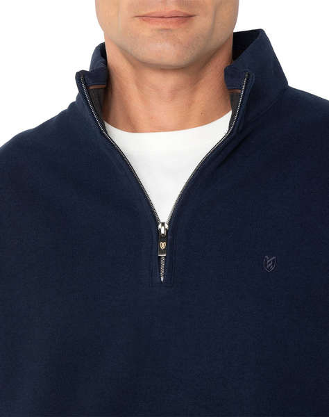THE BOSTONIANS BLUZA FLEECE DIN BUMBAC HALF ZIP REGULAR FIT
