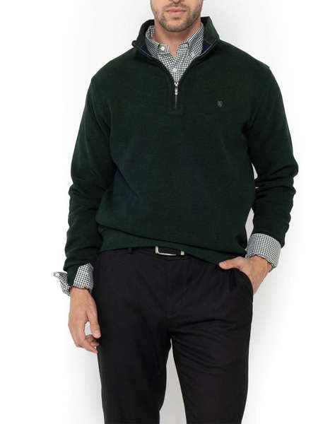 THE BOSTONIANS BLUZA FLEECE DIN BUMBAC HALF ZIP REGULAR FIT