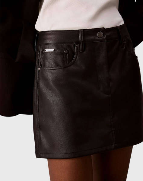 CALVIN KLEIN FAUX LEATHER 5PKT MINI SKIRT