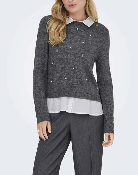 ONLY ONLDOLLY LS WOVEN MIX PEARL PULL CC KNT