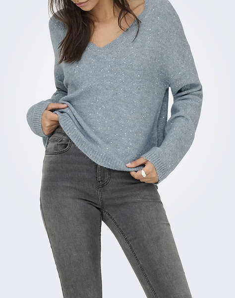 ONLY ONLARIZONA LS SEQUINS V-NECK PUL KNT