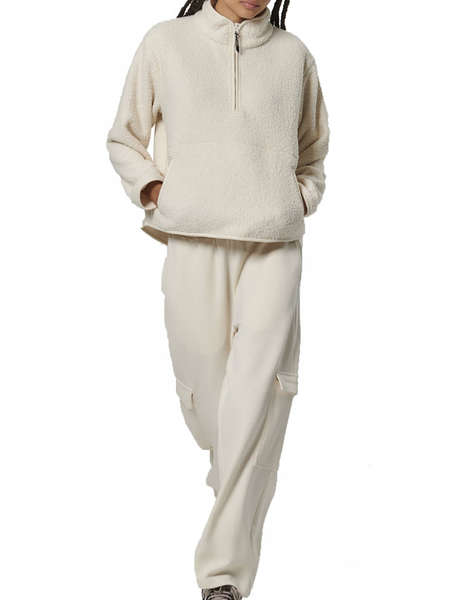 BODY ACTION WOMEN''S OVERSIZE BOUCLE-FLEECE HALF-ZIP
