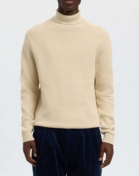 SELECTED SLHDANE LS KNIT STRUCTURE ROLL NECK NOOS