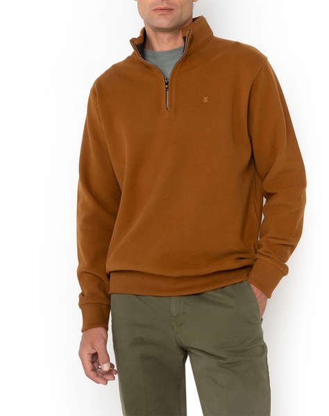 THE BOSTONIANS BLUZA FLEECE DIN BUMBAC HALF ZIP REGULAR FIT