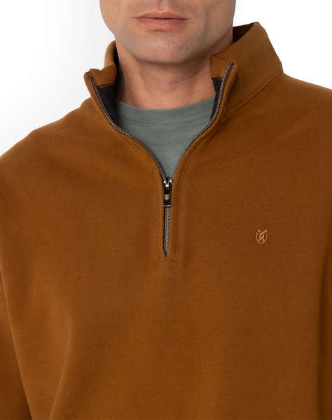 THE BOSTONIANS BLUZA FLEECE DIN BUMBAC HALF ZIP REGULAR FIT