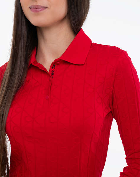 CALVIN KLEIN AOP JACQUARD LS POLO DRESS