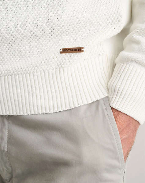 NAVY&GREEN PULOVER TRICOTAT DIN BUMBAC CU FERMOAR