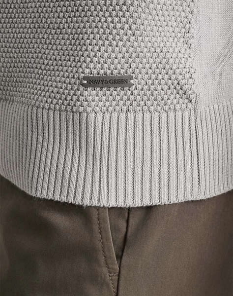 NAVY&GREEN PULOVER TRICOTAT DIN BUMBAC CU FERMOAR