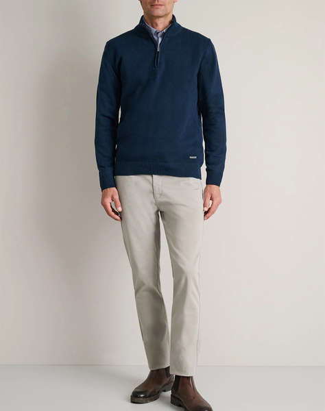 NAVY&GREEN PULOVER TRICOTAT DIN BUMBAC CU FERMOAR