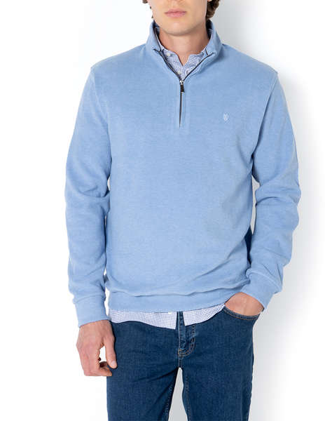 THE BOSTONIANS BLUZA FLEECE DIN BUMBAC HALF ZIP REGULAR FIT