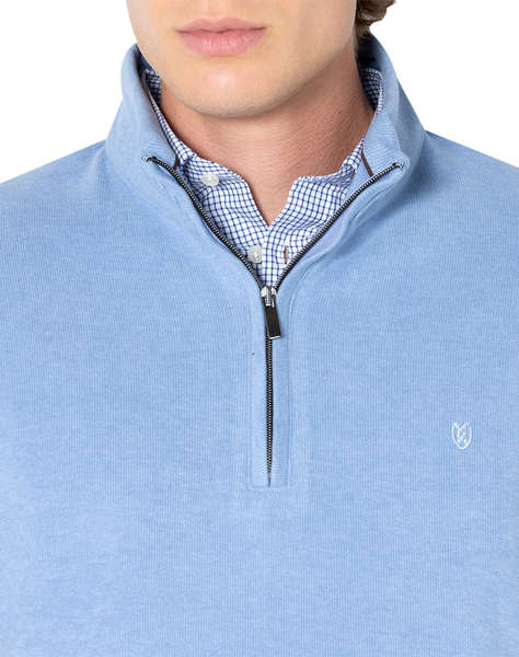 THE BOSTONIANS BLUZA FLEECE DIN BUMBAC HALF ZIP REGULAR FIT