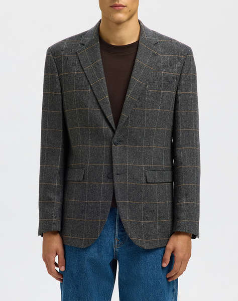 SEL SLHREG-DALLAS WOOL BLEND CHECK BLZ