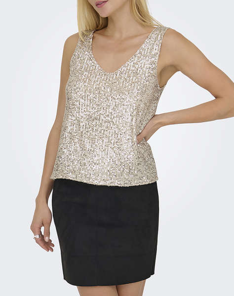 ONLY ONLANA S/L V-NECK SEQUINS TOP JRS