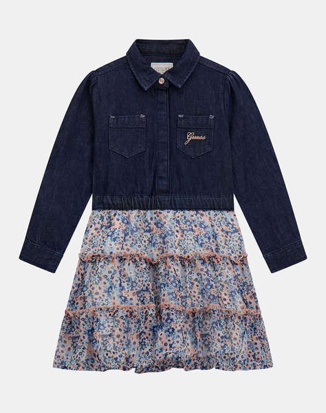 GUESS MIXED FABRICS ADJ. LS DRESS ROCHIE DE COPII GIRL