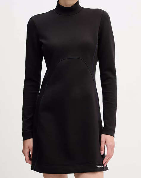 CALVIN KLEIN LS SCUBA FIT AND FLARE DRESS