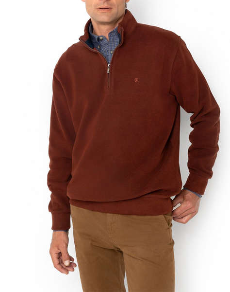 THE BOSTONIANS BLUZA FLEECE DIN BUMBAC HALF ZIP REGULAR FIT