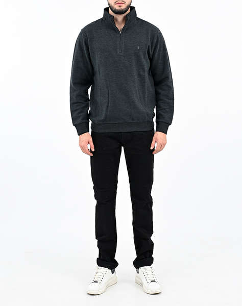 THE BOSTONIANS BLUZA FLEECE DIN BUMBAC HALF ZIP REGULAR FIT