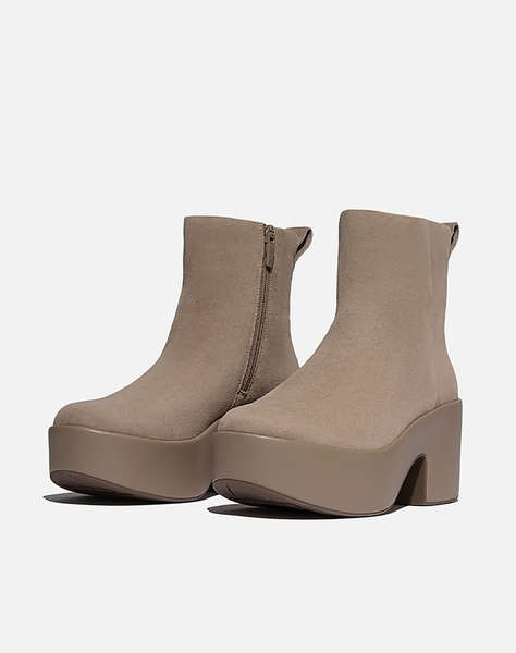 FIT FLOP PLATFFORM ZIP UP ANKLE BOOT - SUEDE​