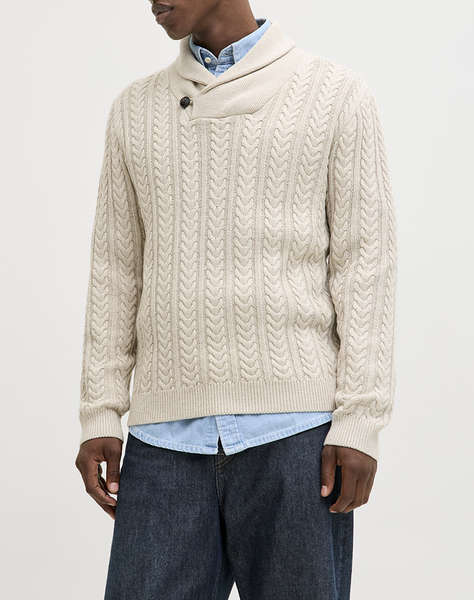 JACK&JONES JPRBLUSEAN KNIT CABLE SHAWL NECK