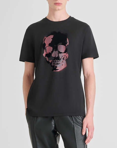 ANTONY MORATO MMKS02554FA100240 MIN OF 6 T-SHIRT REGULAR FIT IN JERSEY COTTON FABRIC WITH RUBBER AND FLOCK PRINT BLUZA DE BARBATI