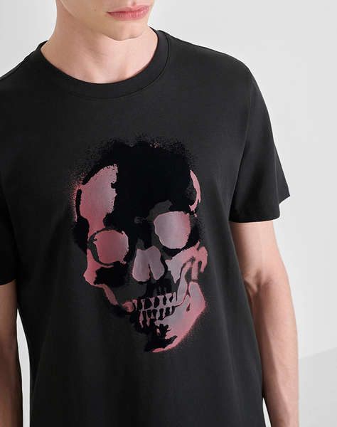 ANTONY MORATO MMKS02554FA100240 MIN OF 6 T-SHIRT REGULAR FIT IN JERSEY COTTON FABRIC WITH RUBBER AND FLOCK PRINT BLUZA DE BARBATI