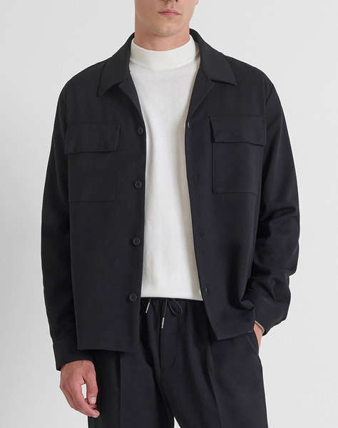 ANTONY MORATO MMSL00776FA600260 MIN OF 6 SHIRT REGULAR FIT IN STRETCH VISCOSE BLEND FABRIC TWILL CONSTRUCTION WITH LOGOED METAL BADGE BLUZA DE BARBATI