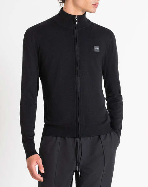 ANTONY MORATO MMSW01441YA500002 MIN OF 6 SWEATER SLIM FIT IN VISCOSA BLEND YARN WITH METAL LOGO RUBBER PATCH PULOVER DE BARBATI