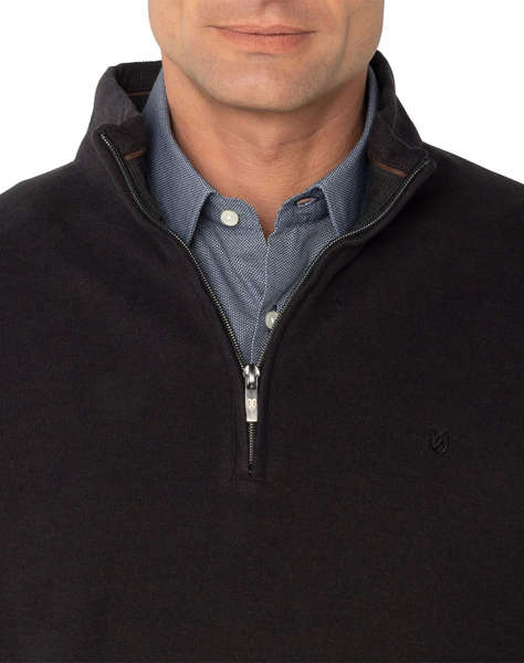 THE BOSTONIANS BLUZA FLEECE DIN BUMBAC HALF ZIP REGULAR FIT