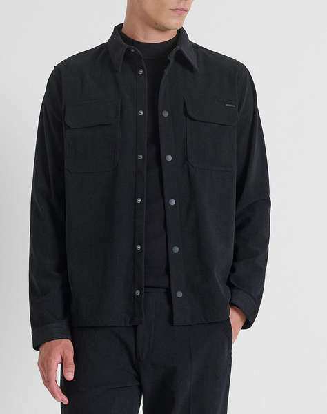 ANTONY MORATO MMSL00765FA300027 MIN OF 6 SHIRT REGULAR FIT IN CORDUROY FABRIC WITH LOGOED METAL BADGE BLUZA DE BARBATI