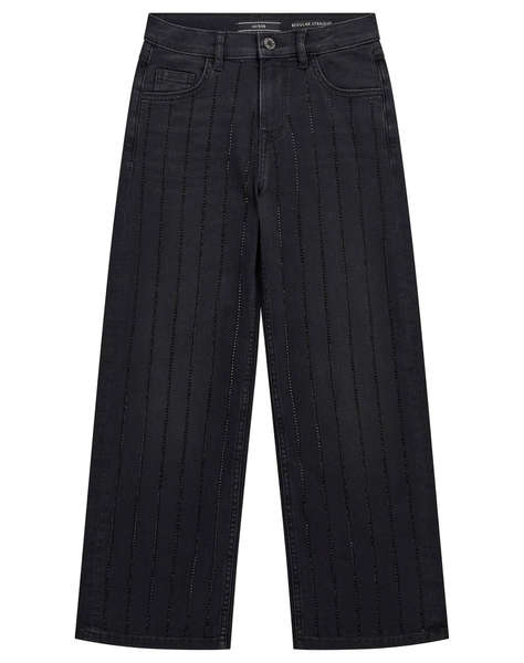 GUESS 90S BLK STR DNM PANTS W/RH PANTALONI DE COPII GIRL