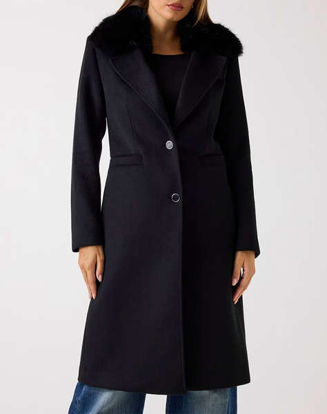 GUESS KAROLE FUR COLLAR COAT WOMEN