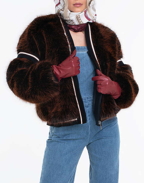 GUESS KATIA FAUX FUR RIB BOMBER GEACA DE DAMA