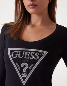 GUESS LS CN SHINY TRIANGLE TEE BLUZA DE DAMA