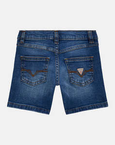 GUESS STRETCH DENIM SHORTS - CO CRISSCROSS COMFORT INDIGO PANTALONI SCURTI B