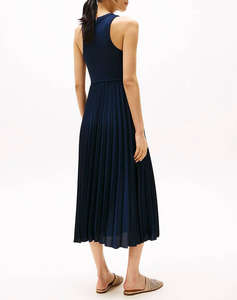 TOMMY HILFIGER RIB TANK PLEATED DRESS MIDI NS
