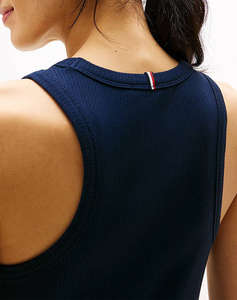 TOMMY HILFIGER RIB TANK PLEATED DRESS MIDI NS