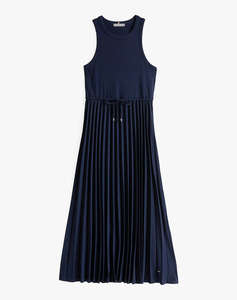 TOMMY HILFIGER RIB TANK PLEATED DRESS MIDI NS