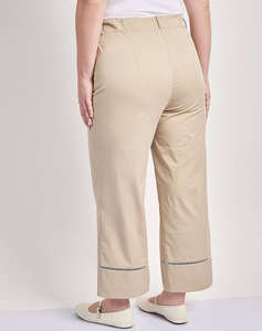 PARABITA Pantaloni cropped trench cu broderie