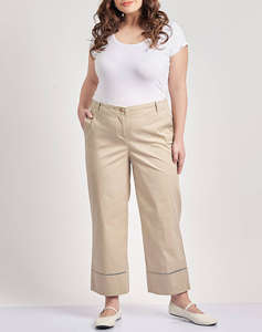 PARABITA Pantaloni cropped trench cu broderie